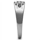 VacationGrabs thick crystal mens ring in silver with a sleek design and sparkling gems