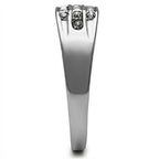 VacationGrabs thick crystal mens ring in silver with a sleek design and sparkling gems