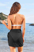 Trendsi tied beach cover up in black, perfect for stylish poolside lounging
