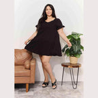 Trendsi tiered summer dress in black with short sleeves, ideal for casual outings