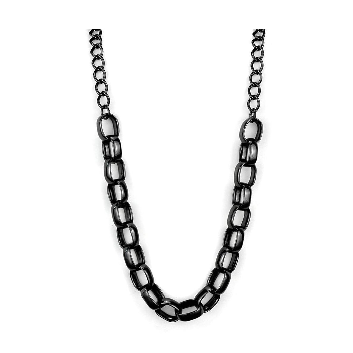 Stylish tin brass necklace for women featuring a bold chain link design in black