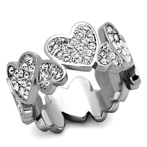 Women's Jewelry - Rings TK1443 - High polished (no plating) Stainless Steel Ring with Top Grade Crystal in Clear