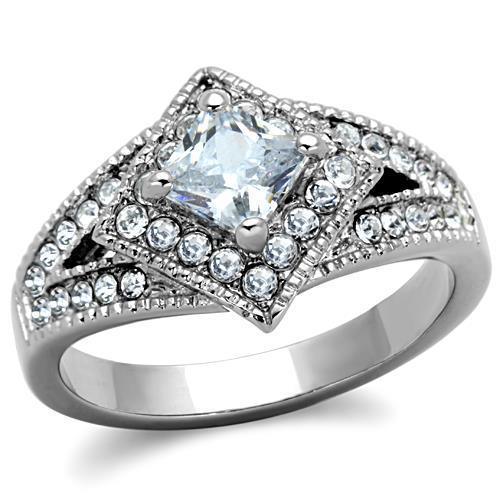 Women's Jewelry - Rings TK1760 - High polished (no plating) Stainless Steel Ring with AAA Grade CZ in Clear