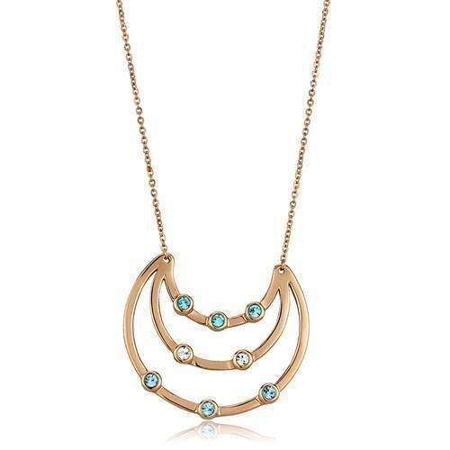 Women's Jewelry - Necklaces TK2857 - IP Rose Gold(Ion Plating) Stainless Steel Necklace with Top Grade Crystal in Multi Color