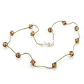 Top grade crystal brass necklace with brown beads on a delicate cord for elegant styling