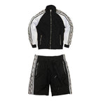 VacationGrabs Men's 2PC Track Set in Black and White, a trendy mens summer outfit for casual wear