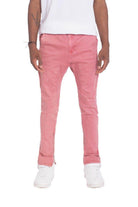 VacationGrabs trendy stretch jeans for men in pink with a slim fit design for casual wear