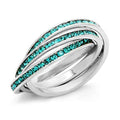 Turquoise gemstone statement ring with intertwined bands and sparkling stones for elegant style