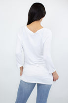 Women's Shirts Twisted Front Comfortable Top - White