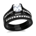 Two-tone cubic zirconia engagement ring featuring a large cubic zirconia and elegant band design