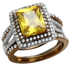 Elegant Women's Gold and Silver Ring with Yellow Gemstone and Sparkling Accents from VacationGrabs
