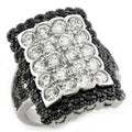 Unique black and white crystal ring for women with a stunning design featuring sparkling crystals
