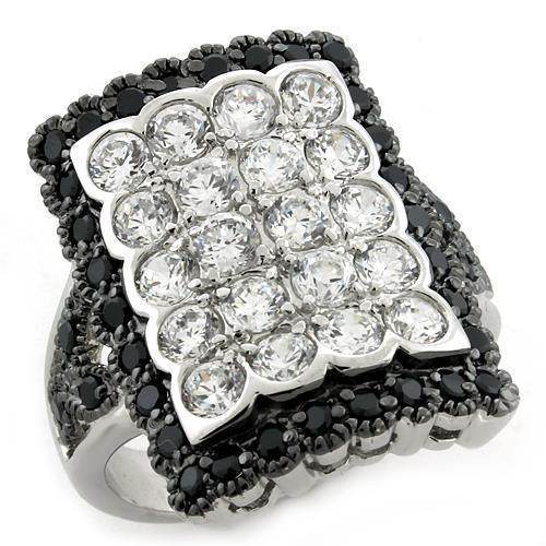 Unique black and white crystal ring for women with a stunning design featuring sparkling crystals
