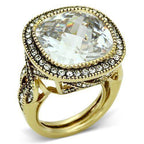 VacationGrabs Women's Gold Ring with Large Clear Gem and Rhinestone Accents for Elegant Style