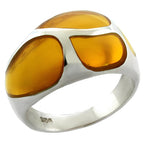Stunning women's unique gemstone vacation jewelry ring featuring amber stones in a silver setting