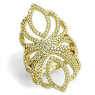 Gold Women's Ring from VacationGrabs with Sparkling Rhinestones in Floral Design