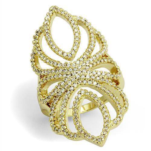 Gold Women's Ring from VacationGrabs with Sparkling Rhinestones in Floral Design