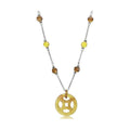 Unique silver pendant necklace with yellow and amber bead accents for a stylish look