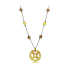 Unique silver pendant necklace with yellow and amber bead accents for a stylish look