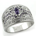 Unique silver rings for women featuring intricate design and purple gemstones for elegant style