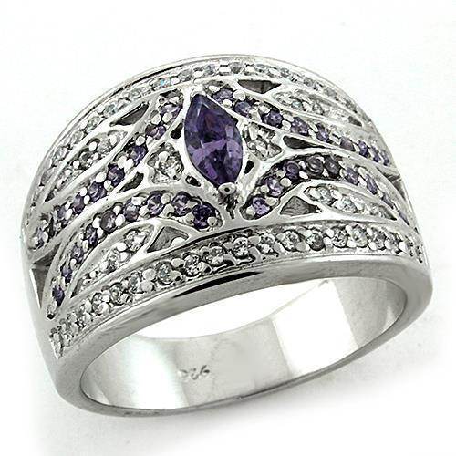 Unique silver rings for women featuring intricate design and purple gemstones for elegant style
