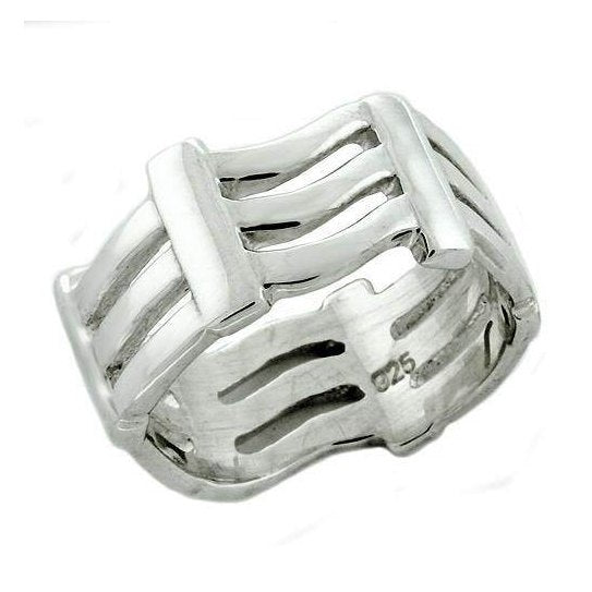 Unique silver vacation jewelry ring with a stylish layered design for summer outfits