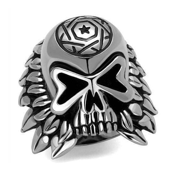 VacationGrabs unique skull jewelry for men featuring a bold skull design with feathers
