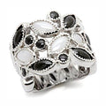 Unique sterling silver cocktail ring with black and white marquise-shaped stones for elegant occasions