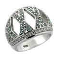 Unique sterling statement ring for women featuring intricate geometric design and sparkling stones