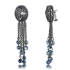 VacationGrabs unique vacation jewelry for women featuring chandelier earrings with blue crystal beads