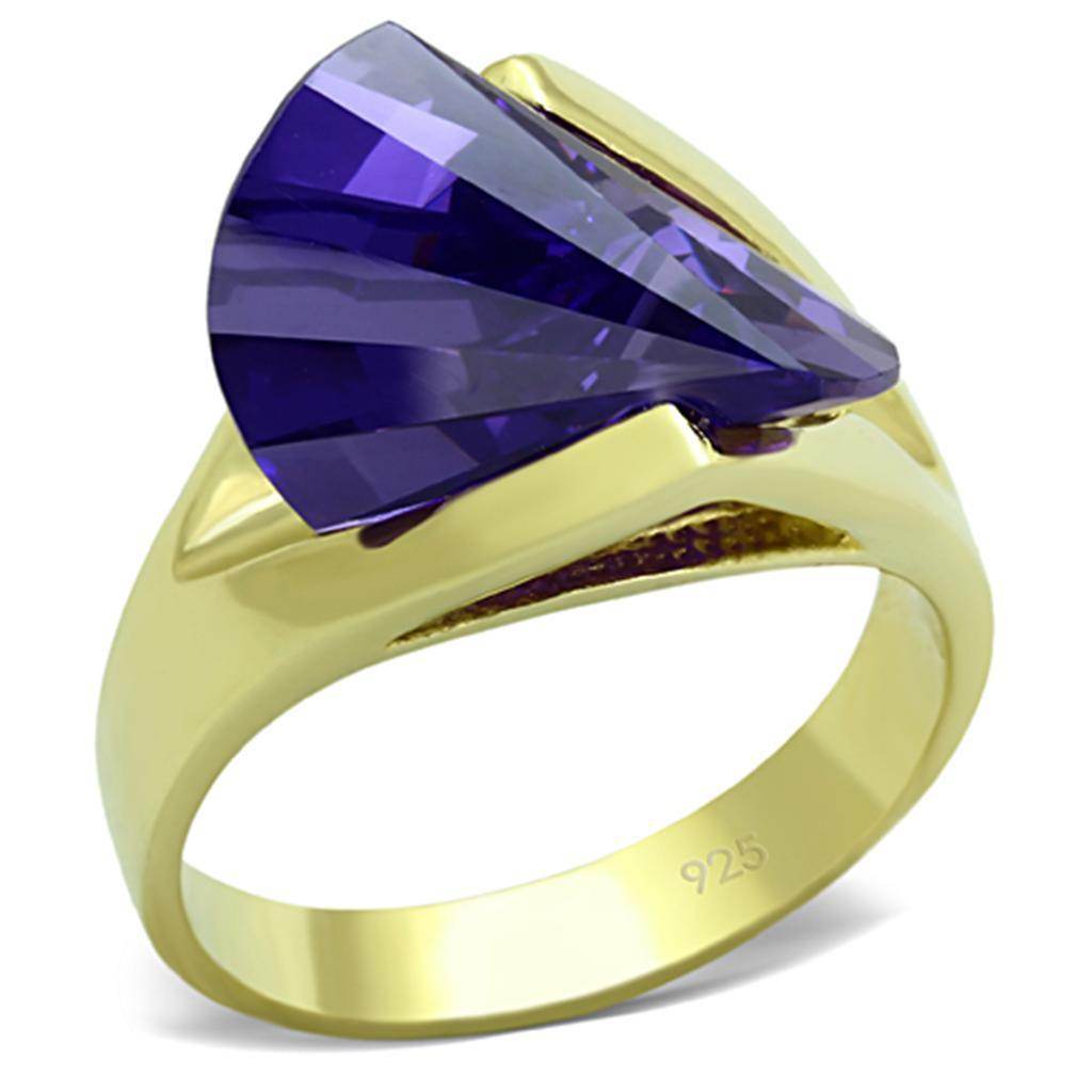 Stunning gold ring featuring a large purple gemstone, perfect unique vacation jewelry for women
