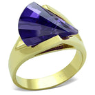 Stunning gold ring featuring a large purple gemstone, perfect unique vacation jewelry for women