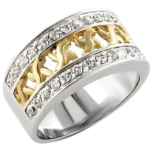 Unique vacation jewelry for women, featuring a stylish silver and gold ring with elegant detailing
