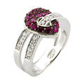 Stunning silver ring with ruby gemstones, perfect as unique vacation jewelry for women