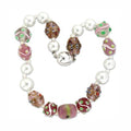Colorful unique vacation necklaces for her featuring bold glass beads and pearl accents