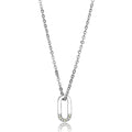 Unisex silver pendant necklace with a unique paperclip design and sparkling accents