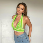 Women's Shirts V Neck Bandage Crop Top Knitted Women Sexy