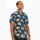 Vacation floral shirts for men featuring a vibrant tropical design with short sleeves