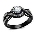 Black Elegance Ring with Sparkling Center Stone, ideal vacation jewelry for men and women
