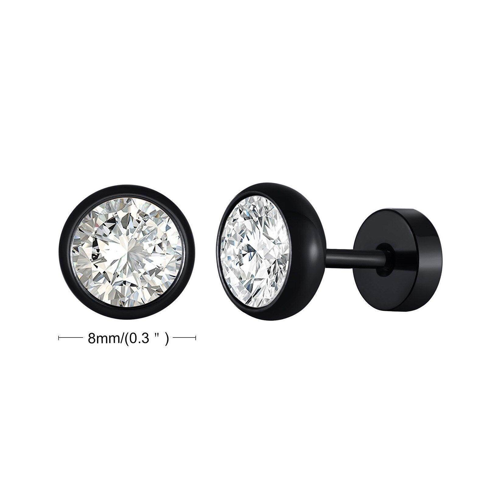 Stylish Men's Black Earrings with Crystal Stones, Perfect as vacation jewelry for men
