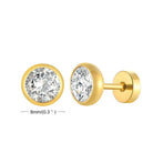 Gold Men's Earrings with Clear Stones, Perfect Vacation Jewelry for Men