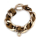 Stylish Women's Bracelet with Gold Chains and Satin Ribbon, perfect vacation jewelry for women