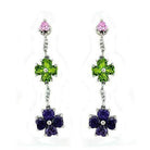 Elegant Vacation Jewelry for Women featuring flower-shaped earrings with pink, green, and purple gemstones