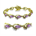 Elegant gold bracelet with purple gemstones, perfect vacation jewelry for women