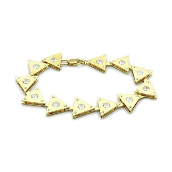 Stylish gold triangle bracelet with clear crystals, ideal vacation jewelry for women