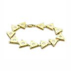 Stylish gold triangle bracelet with clear crystals, ideal vacation jewelry for women