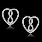 Elegant silver heart-shaped earrings with sparkling stones, perfect as vacation jewelry for women