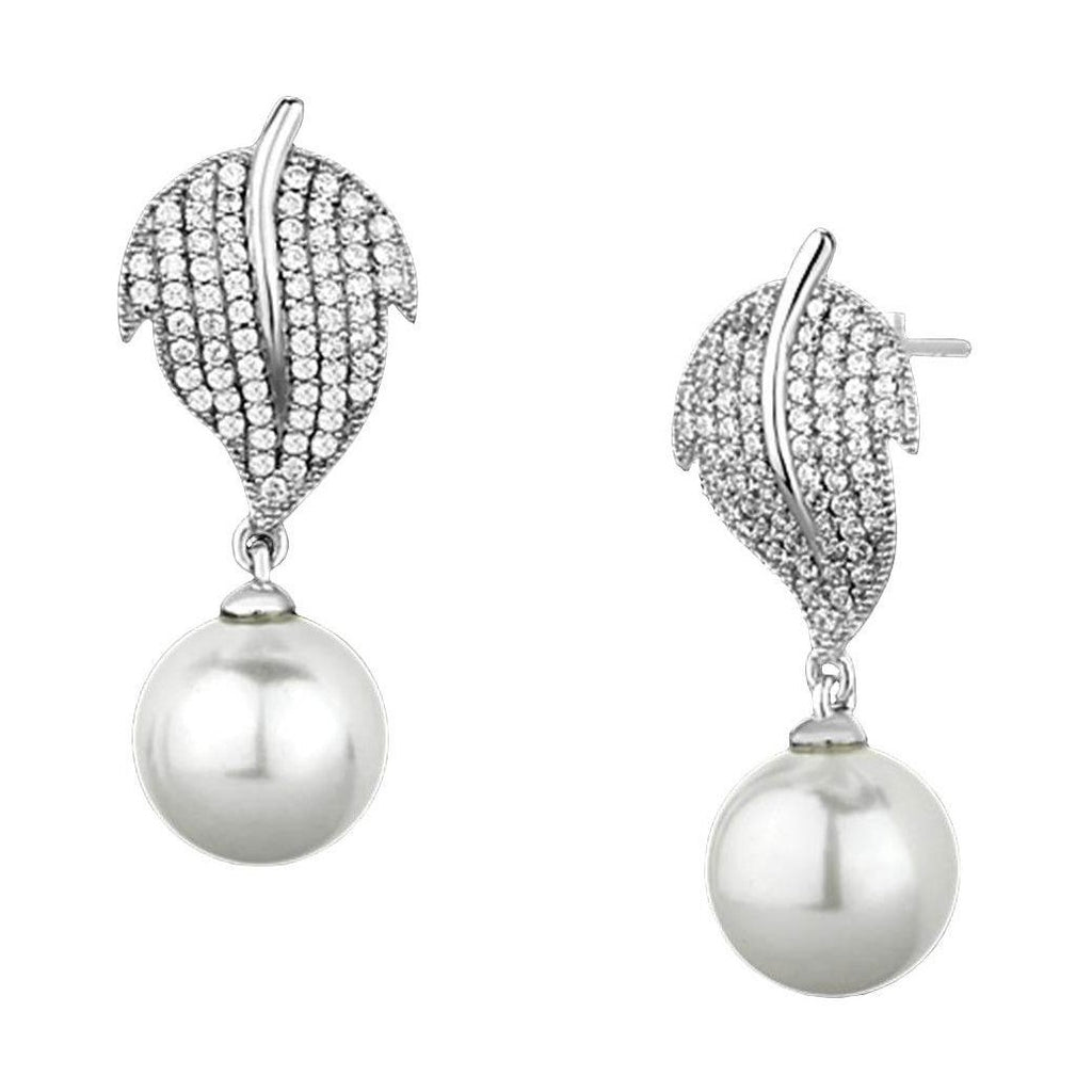 Elegant silver leaf design earrings with pearls, perfect vacation jewelry for women