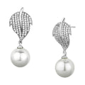 Elegant silver leaf design earrings with pearls, perfect vacation jewelry for women