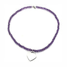 Purple Beaded Necklace with Heart Charm, perfect vacation jewelry for women